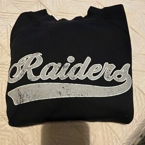 NWT Las Vegas Raiders Fanatics NFL Sweatshirt Black Grey Script Womens Medium